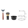 4Pcs Shaving Kit Manual Razor Stainess Steel Stand Holder Brush