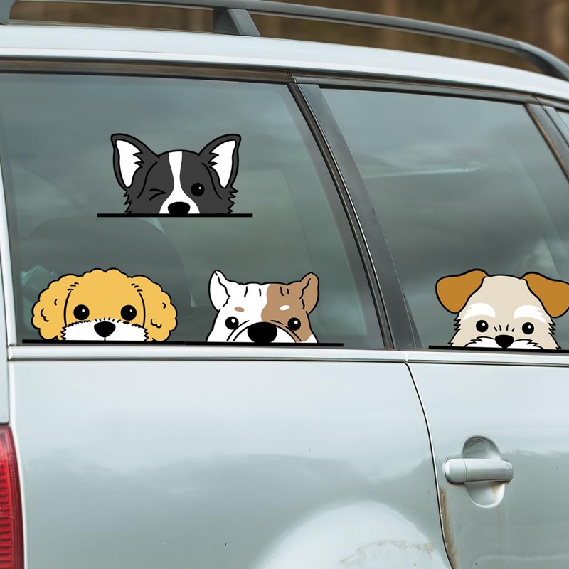 Fujitoya 8 Piece Dog Wall Sticker Car Monotone Bath Removable