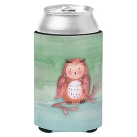 Caroline's Treasures BB7443CC Brown Owl Watercolor Can or Bottle Hugger Cooler Washable Drink Sleeve Collapsible Beverage Insulated Holder, Can Hugger, Multicolor