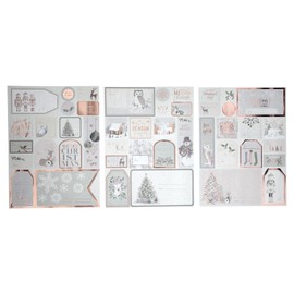 Christmas Gift Tags, Stickers & Raffa String Kit (171 Piece Set) (White & Rose Gold)