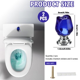 2 Shaped Toilet Tank Knobs, Toilet Press Tool, Toilet Push Button, Toilet Tank Button Aid for Laundry Room (Blue)