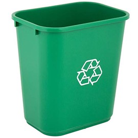 PRO&Family 5 Pack! 28 Qt. / 7 Gallon / 26 Liters Green Rectangular Recycling Wastebasket. Trash Bin Kitchen Garbage Can Waste Basket Recycle Bin