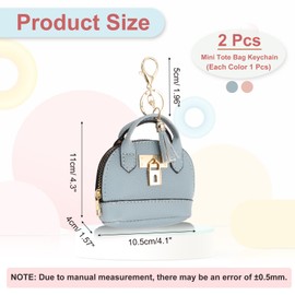 PATIKIL Mini Tote Bag Keychain, Cute Coin Purse Keychain PU Leather Backpack Wallet Key Chain Ritsch Cosmetic Bag Keychain, light blue/light pink
