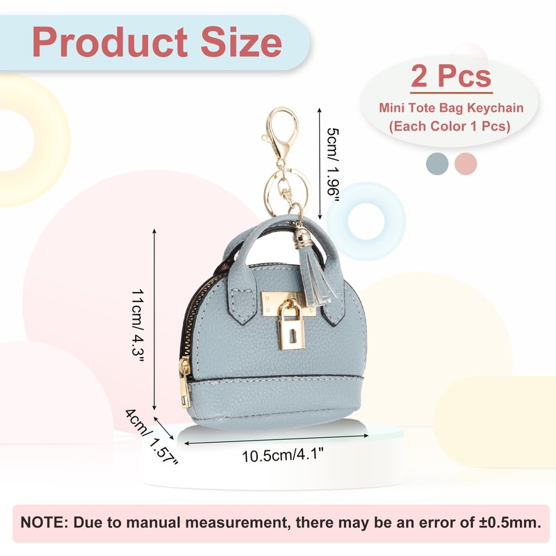 PATIKIL Mini Tote Bag Keychain, Cute Coin Purse Keychain PU