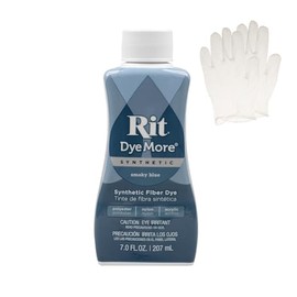 Rit DyeMore 7 Oz. Synthetic Liquid Fiber Dye Single Pack with Plastic Gloves for Clothing, Décor, and Crafts – Smoky Blue