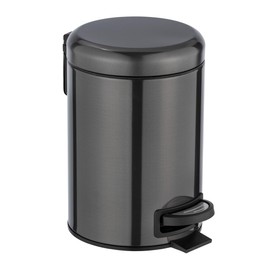 WENKO 3 Litre Anti-Fingerprint Bin, Stainless steel, Black, 17 x 25 x 22,5 cm
