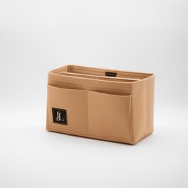 Luxoria Fashion Beige Tote Bag Organiser Insert, Felt Handbag Organiser Insert with Multiple Compartments and Zips, Tote Bag Insert, Sturdy Bag Organiser with Key Chain for Tote Bag