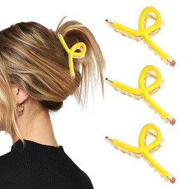 Vovii 3Pcs Pencil Claw Clips Cute Unique Teacher Hair Clips for Funny Teacher Accessories Back To School Appreciation Gift (Yellow)