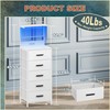 EKNKOZY Nightstand 5 Drawer Dresser with LED Lights, Charging Station,