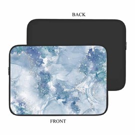 Nicokee Laptop Sleeve Bag 15.4 15.6 Inch,Blue Mable Black Ink Design Vintage Protective Polyester Computer Cases Laptop Cover Briefcase Bag Tablet Travel Cover