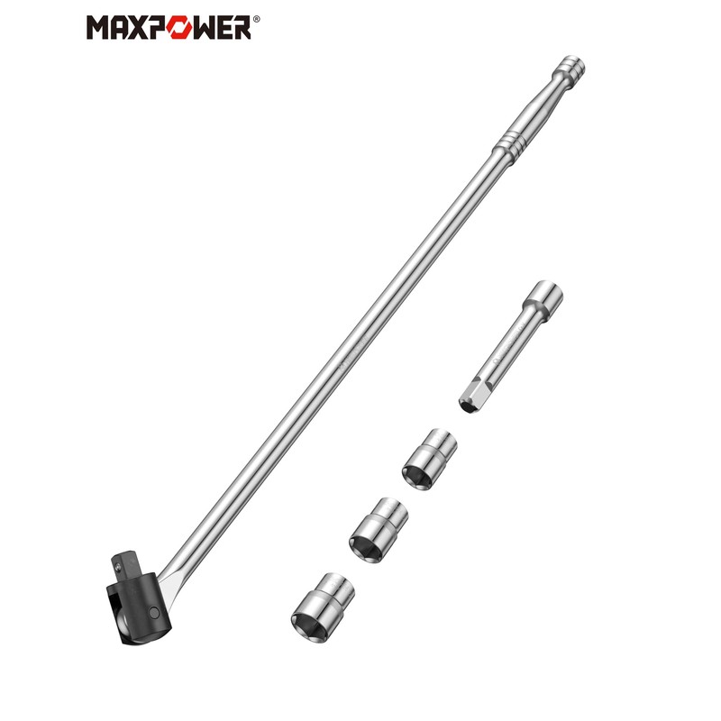 MAXPOWER 1/2-Inch Drive 24" Breaker Bar with 125mm Extension Bar,