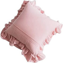 Antique Throw Pillow Case 45*45cm Fashion Pillowcase Ruffle Nordic Shabby Decor Antique (Pink)
