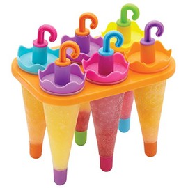 KitchenCraft Ice Lolly Mould with 6 Reusable Umbrella Style Sticks, Plastic, Multi Colour