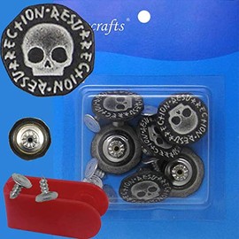 No-sew Metal Tack Jean Buttons Kit w/Tool SKL (20mm Roman Black Tin Ct.6)
