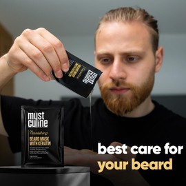 MUSTCULINE Keratin Beard Mask, Fills Patchy Areas, Controls Frizz, Strengthens and Straightens (2 Package)