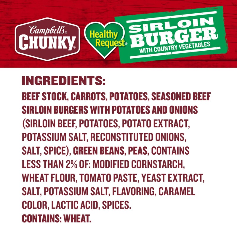 Campbell's Chunky Healthy Request Sirloin Burger With Country Vegetables Beef