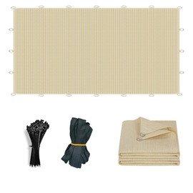 Junflying 90% Shade Cloth 12x24 FT, UV-Resistant, Breathable Sun Shades Fabric with D-Rings, Permeable Sunshade for Patio, Pergola, Backyard, Deck, Garden. Beige