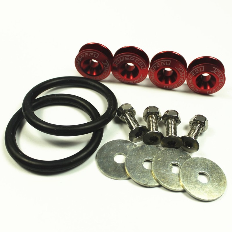 JDMSPEED Red Universal CNC Billet Bumper Trunk Quick Release Fastener
