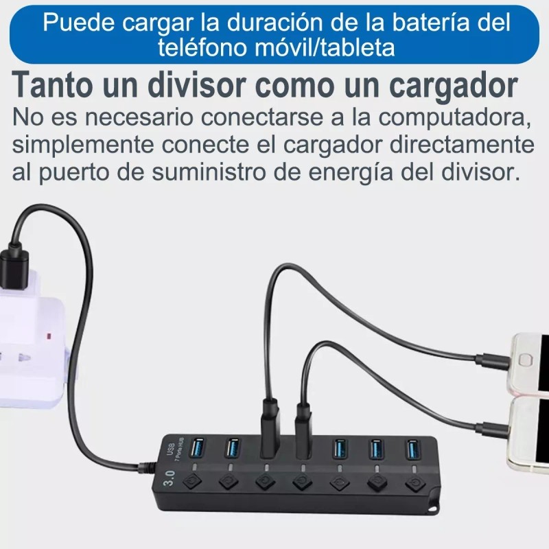 GOMITA Hub 7 Puertos Usb 3.0 Alta Velocidad Pc Laptop