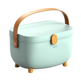 ICRPSTU Oval Storage Box Household Double Layer Large Capacity Multicompartment Organizer Box for Home Dorm (Light Green)