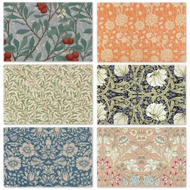 William Morris Placemats Vintage Floral Table Mats 12 x 18 Inch Retro Flower Kitchen Place Mats for Party Home Dining Table Decoration, Set of 6