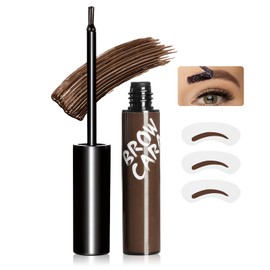 Peel Off Brow Gel, Waterproof Eyebrow Gel Create Fuller & Defined Looking Brows with Eyebrow Stencils for Women & Girl, 1 Pack (Dark Brown)
