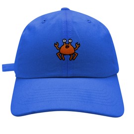 JPAK Funny Crab Baseball Cap Embroidered Cotton Dad Hat - Ocean Fish, Fishing Blue