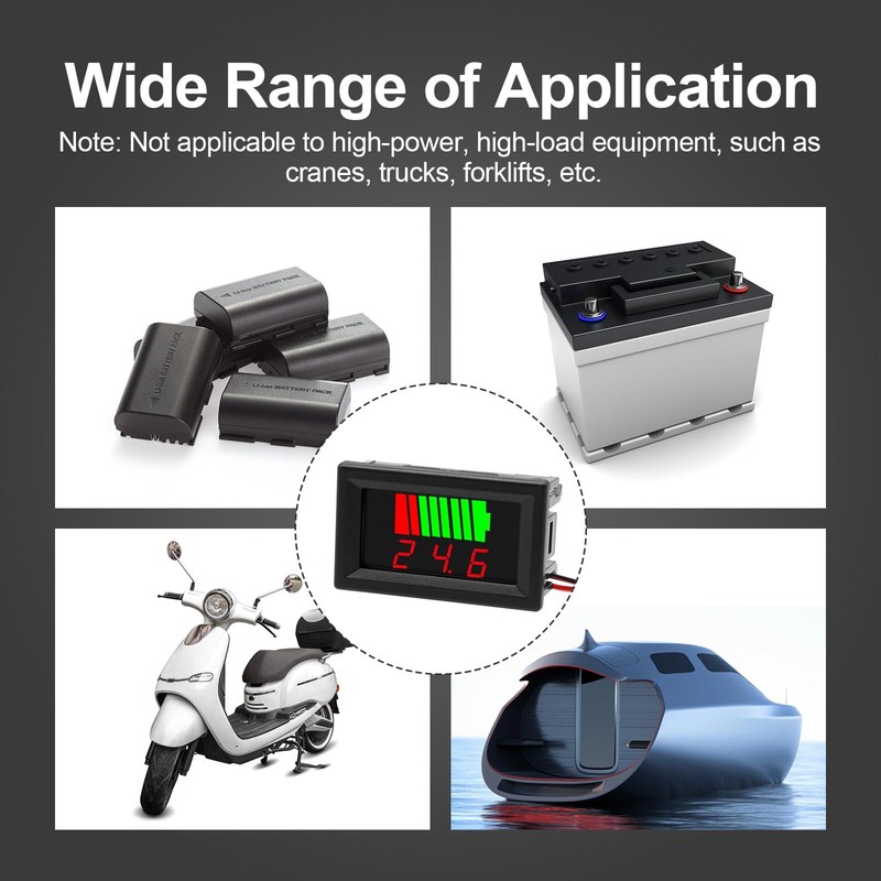 Exqutoo 2Pack DC 12V, 24V, 36V, 48V, 60V Battery Indicator