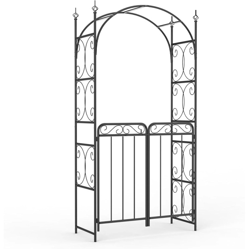 Unbranded 8' Metal Garden Arbor Arch with Gate Trellis for