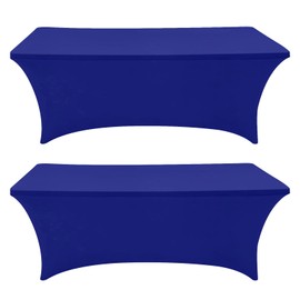 Eurmax USA Rectangular Fitted Spandex Table Covers 4ft Tablecloth Wedding Event Patio Table Decorations Stretch Table Cover for 4ft Folding Table (Navy Blue,2 Pack)