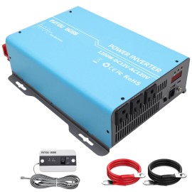 Pure Sine Wave Inverter DC to AC 12V 110V Inverter 1200W 1600W 2200W Power Inverter Off-Grid Solar Inverter 60HZ OutputOutput Power: 1.2 kW, Input Voltage: 12V, Output Voltage: 100/110/120V, Color: Blue