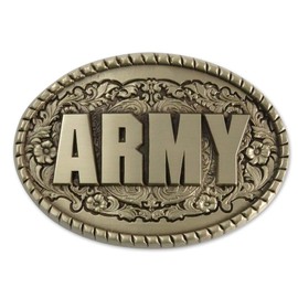 Indiana Metal Craft US ARMY Western Design Solid Brass Belt Buckle MADE IN USA
