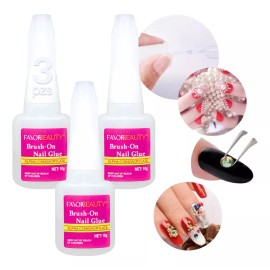 Veraly 3pzs Pegamento Tips Uñas Postizas Uñas Press On Transparente