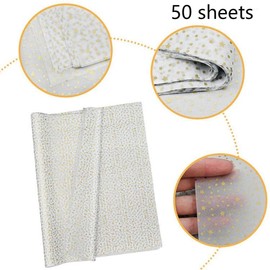 50pcs 50 * 35cm Gold Star White Tissue Paper,50 * 35cm Wrapping Paper Bulk for Christmas Wedding Birthday DIY Gift Decorations