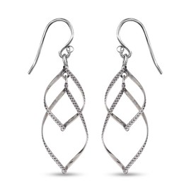 Charmsy 925 Sterling Silver Jewellery Twisted Linear Marquise Loops Antique Drop Dangle Earring for Teen Women