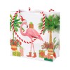 Caspari Christmas Flamingos Small Square Gift Bag, 2 Count