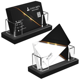 HIIMIEI Business Card Holder Acrylic: 2 Pack Business Card Display for Desk - Clear Business Card Stand for Office Reception Event Conference Room Desktop