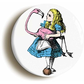 Ozorath ALICE IN WONDERLAND FLAMINGO BUTTON BADGE (1inch / 25mm diameter)