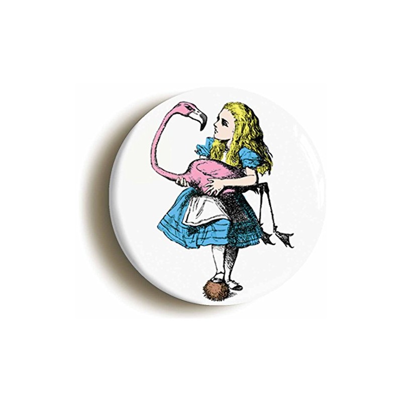 Ozorath ALICE IN WONDERLAND FLAMINGO BUTTON BADGE (1inch / 25mm
