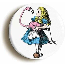 Ozorath ALICE IN WONDERLAND FLAMINGO BUTTON BADGE (1inch / 25mm diameter)
