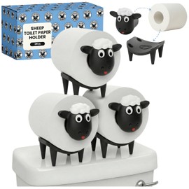 Sheep Toilet Paper Holder 3-Pack, Black Sheep Funny Bathroom Decor, Free Standing Cute Animal Toilet Paper Organizer, Unique Bathroom Accessories, Modern Farmhouse Decor, No Assembly, Gift-Ready