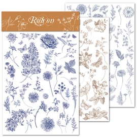 CATaireen Rub on Transfers for Crafts Vintage Scrapbooking Stickers Small Decals Adults Journaling DIY Supplies Use for Fabric Paper Wood Stone Canvas Acrylic Cloth (Plants Outline)