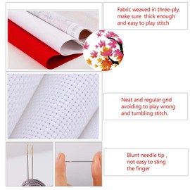 Counted Cross Stitch Kits 21x21 inch Holiday Gift Easy Cross-Stitching NO Pattern for Home Decor, 14CT White Fabric Embroidery Crafts Needlepoint Kit Four Season of Life