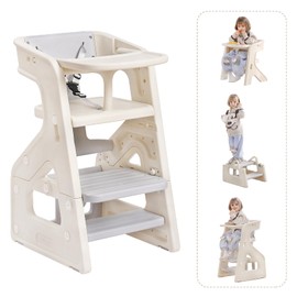 Welnow Toddler Kitchen Step Stool Helper, 3-in-1 Adjustable Kids Learning Tower, Multi-Functional Standing Tower Chair with Safety Barrier & Belt for Bathroom Sink, Kitchen Counter