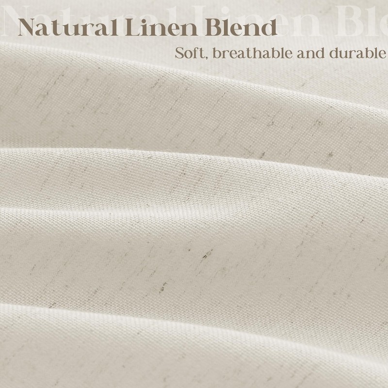 DUKIYO Extra Long Linen Shower Curtain 84 Inch Long Neutral