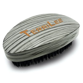 Premium Palm Wave Brush for Men 360 - Medium Hard Curved 360 Wave Hair Brushs - Made with Nature Beech & Nylon Boar Bristle Men's Hair Brush For Black Men 360 (Gery wood grain)