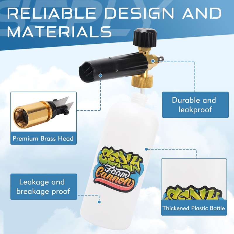 Foam Cannon Dual Connector Accessory, 1/4 Inch Quick Connector, 5