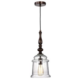 Edvivi 1-Light Pendant Light Farmhouse Oil Rubbed Bronze Ceiling Light with Seeded Glass Bell Jar Shade, Adjustable Hanging Light Fixture for Kitchen, Dining, Bedroom