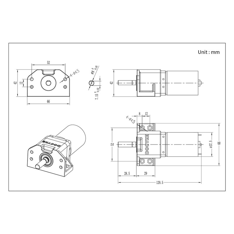 6v 12V18V 22v 200W-DC Planet Gear Motor 350kg.cm High Torque