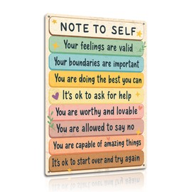Vintage Metal Sign – Note to Self Motivational Wall Art – Home, Office, Study Room Decoration, Perfect Idea 8x12 Inch (2563)